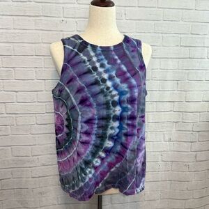 Ice Dye Sleeveless Top - Purple and Blue